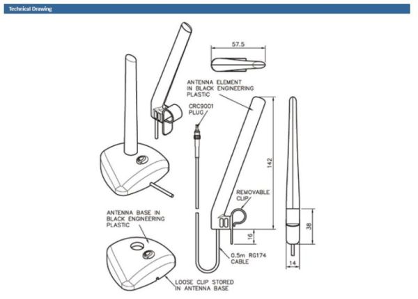 Panorama External Antenna CRC9 Huawei Connector USB Modem / Stick